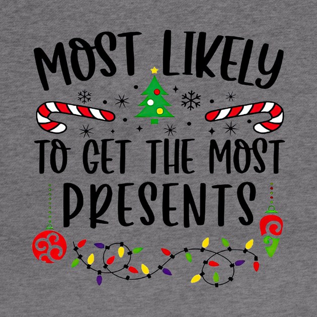 Most Likely To Get The Most Presents Funny Christmas by PlumleelaurineArt